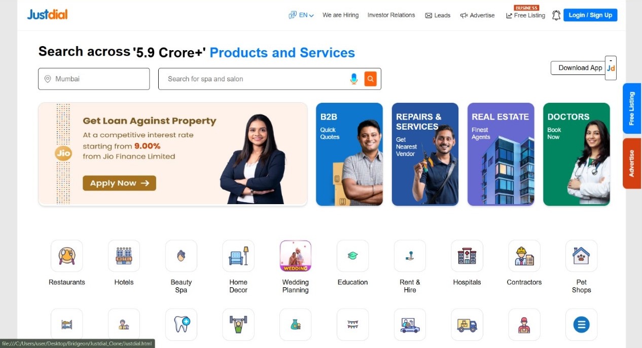 justDial Screenshot